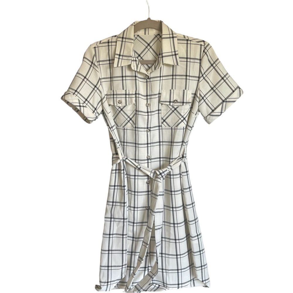 PLAID SHIRT DRESS / BELTED SHIRT DRESS